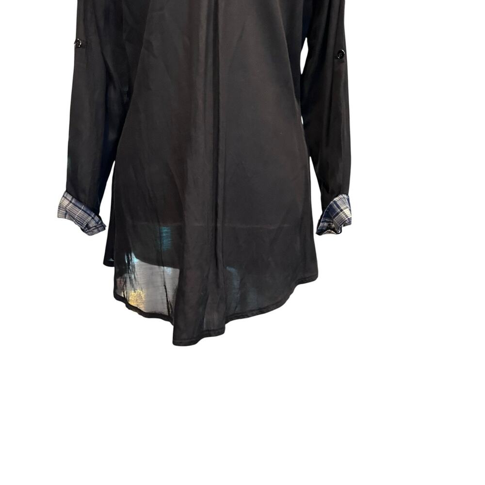 Parsley & Sage Patchwork Tunic Black Mixed Print Oversized High Low Size M - Picture 8 of 13